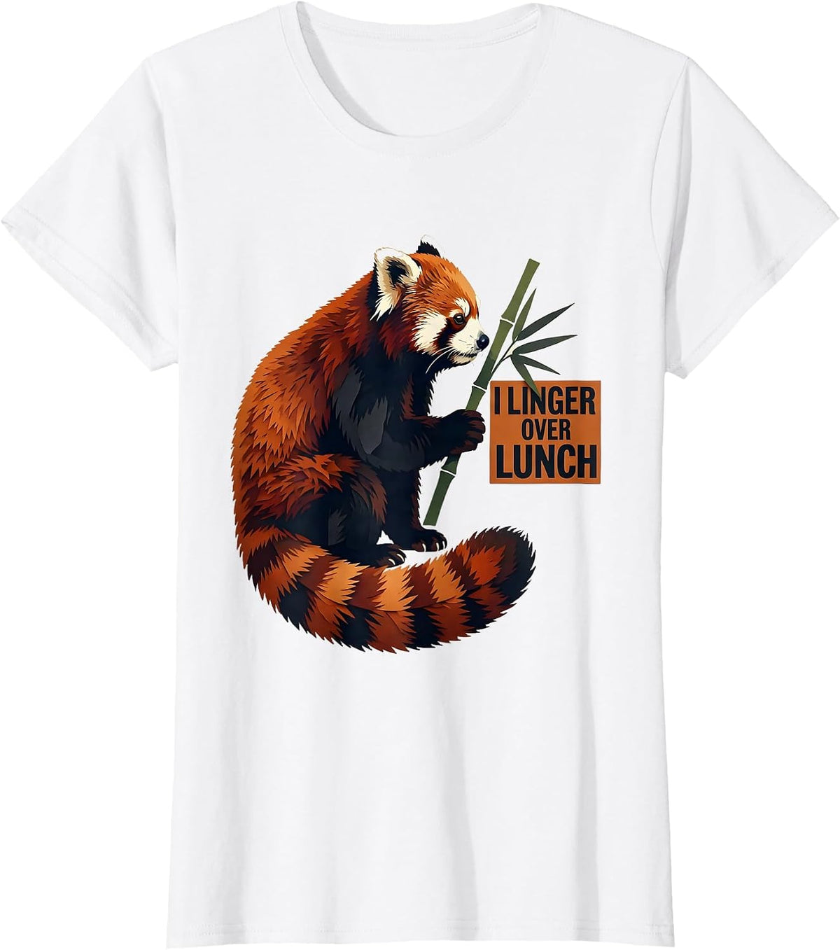 I Linger Over Lunch Funny Panda Lover Cute Animal Humor T-Shirt - White