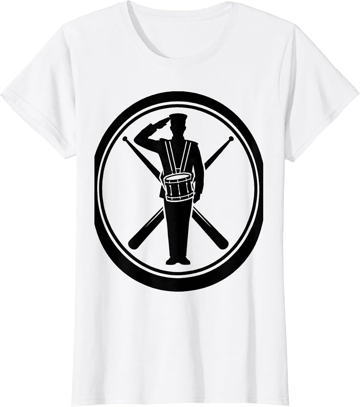 Marching Bass Drum Silhouette Drummer Humor T-Shirt - White