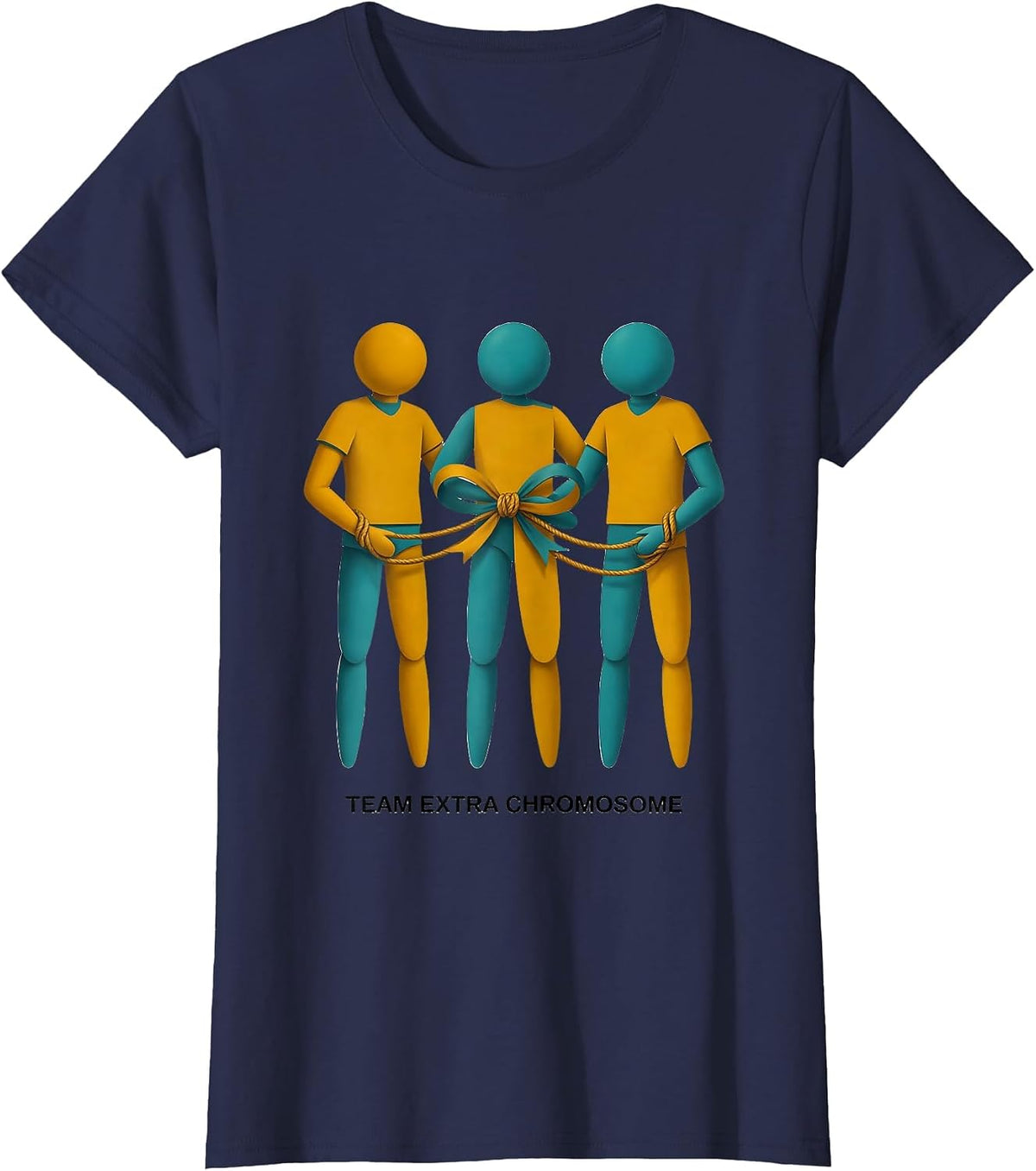 Women's Team Extra Chromosome Midcentury Modern Down Syndrome T-Shirt - Navy Blue