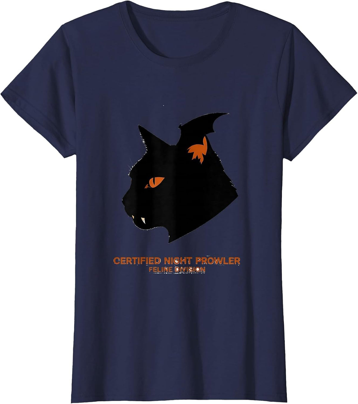 Women's Certified Night Prowler, Feline Division Funny T-Shirt - Navy Blue