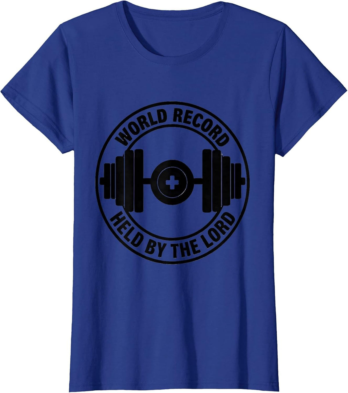 Women's World Record: Held By The Lord Christian Men Gym Faith Iron T-Shirt - Royal Blue