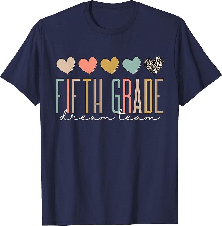 Fifth Grade Dream Team Girls Boys Teacher 5th Squad T-Shirt - Navy Blue
