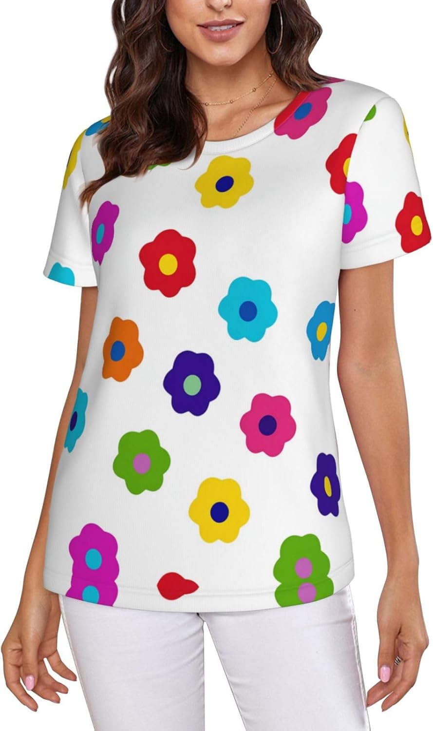T Shirts for Women Casual Short Sleeve Summer Tops Soft Basic Tees - A10