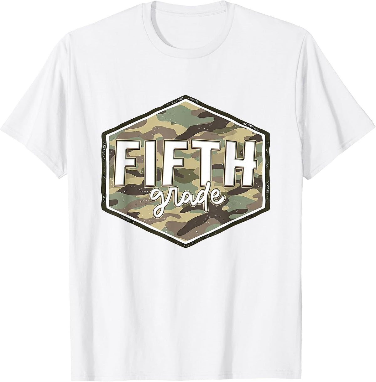First Day of Fifth Grade Camo Back to School 5th Grade Boys T-Shirt - White