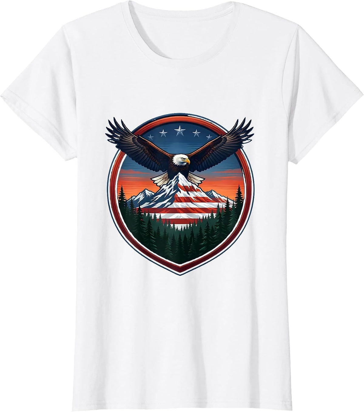 American Flag Tattoo Sleeve Muscular Arm Graphic T-Shirt - White