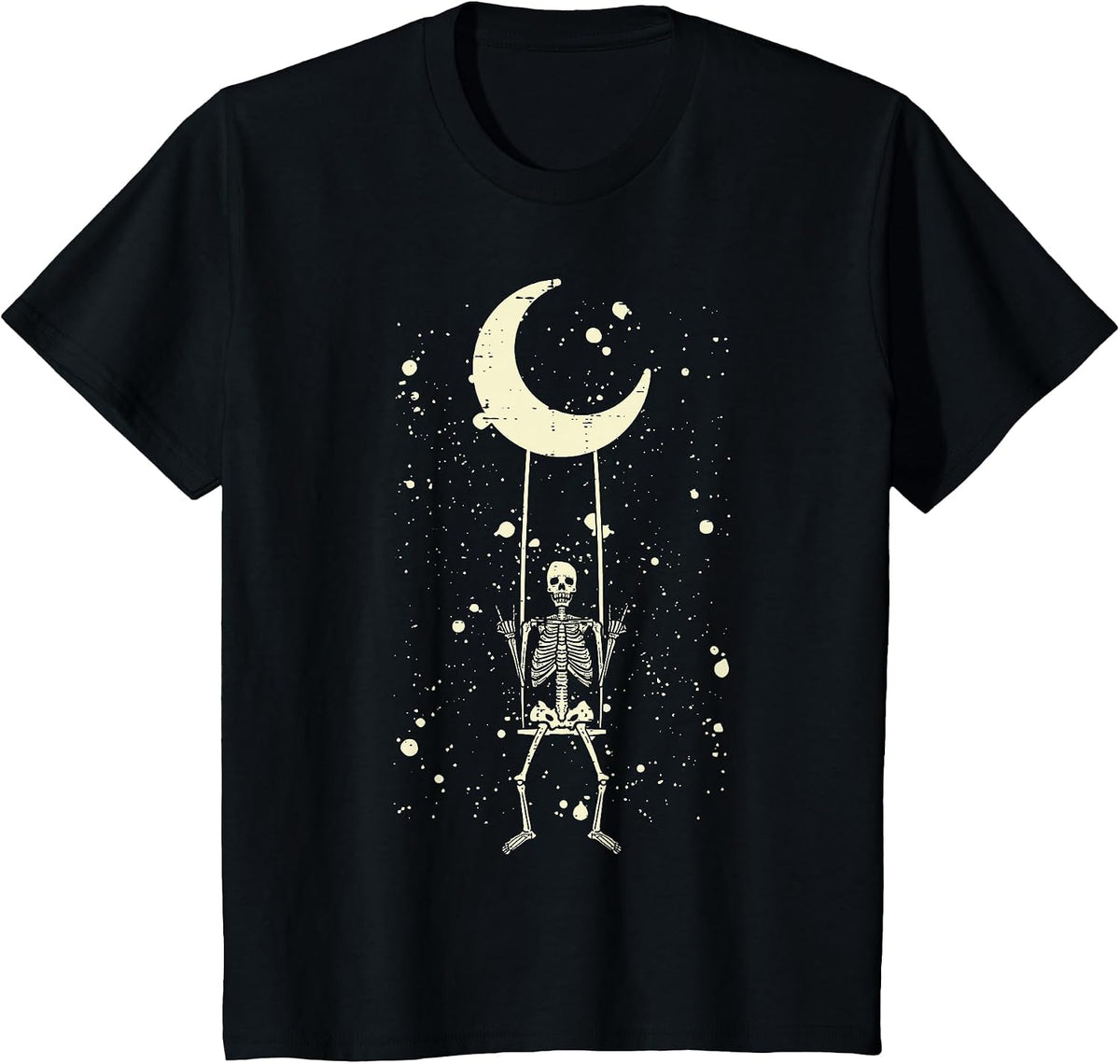 Rocker Skeleton Moon Rock Band Halloween Men Women Boys Kids T-Shirt - Black