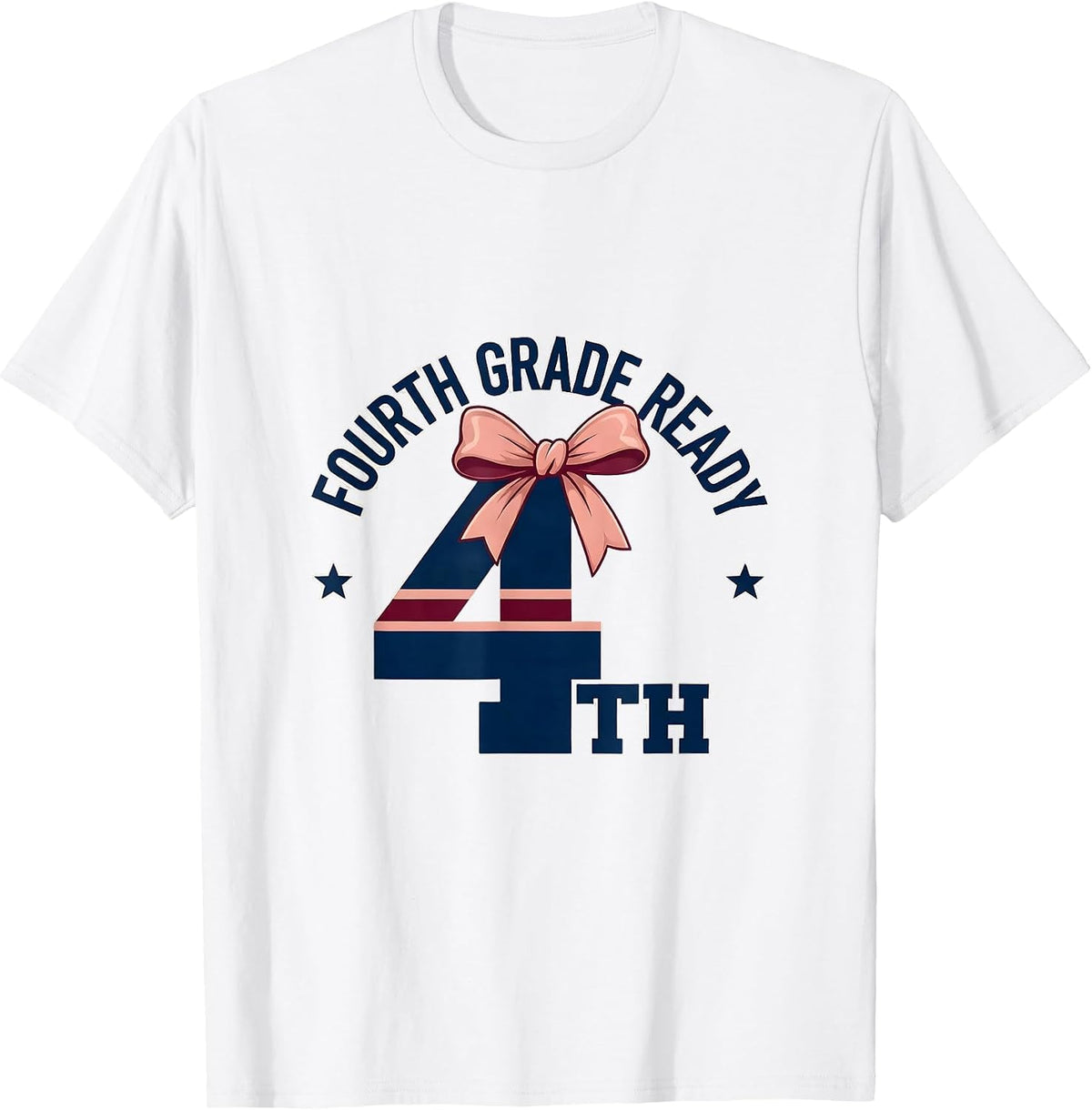 Men's Fourth Grade Ready Coquette Bow Back to School Girl T-Shirt - White