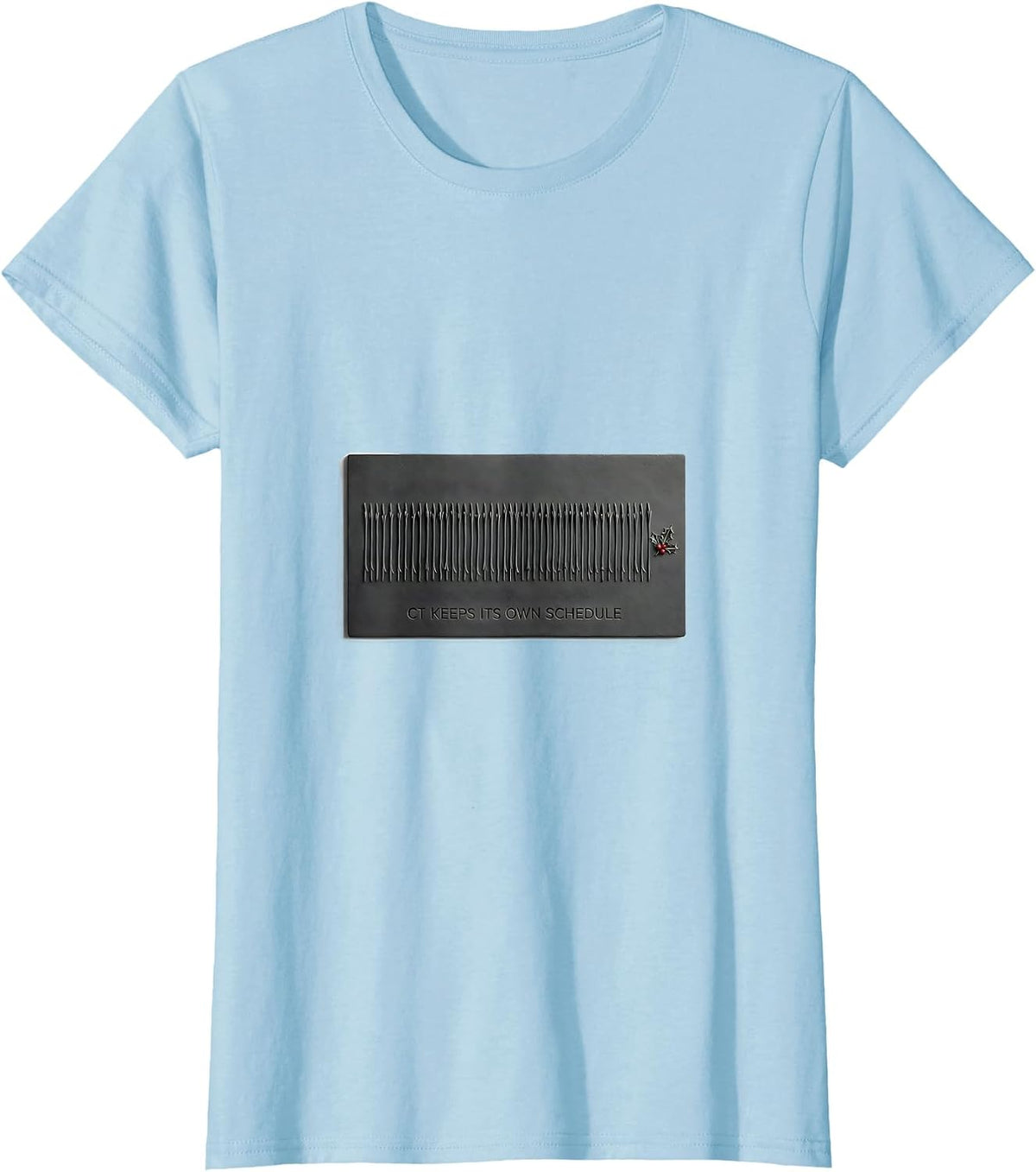 CT Keeps Its Own Schedule Funny Radiology Tech Christmas T-Shirt - Baby Blue