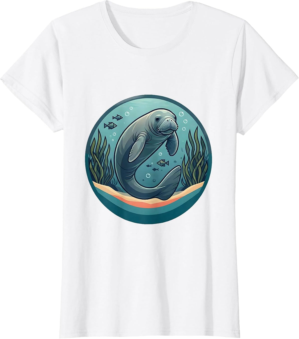 Women's Belize Manatee Seagrass Illustration T-Shirt - White