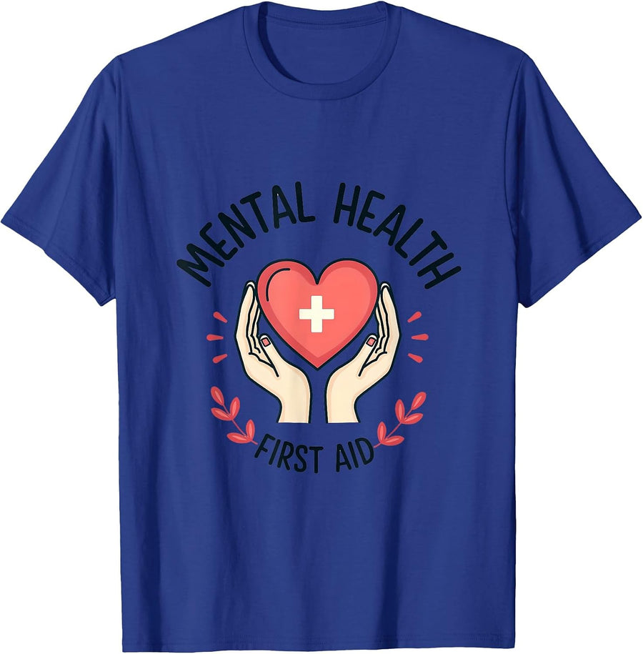 Mental Health First Aid Awareness Design T-Shirt - Royal Blue