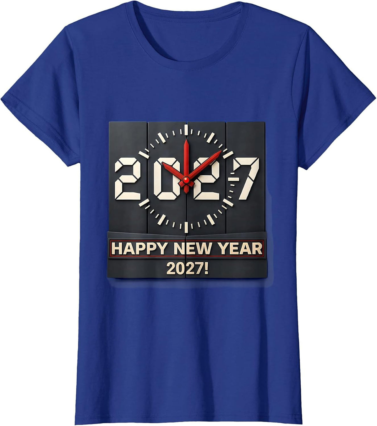Women's Happy New Year 2027 Geometric Countdown Party Crew Matching T-Shirt - Royal Blue