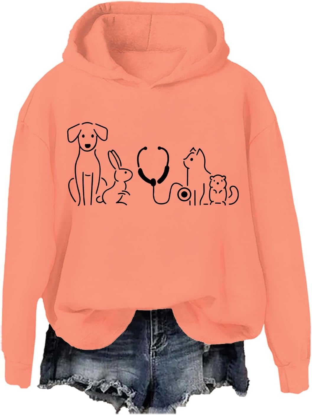 Veterinarian Sweatshirt Vet Tech Vet Med Sweatshirt - Hooded Neck Orange
