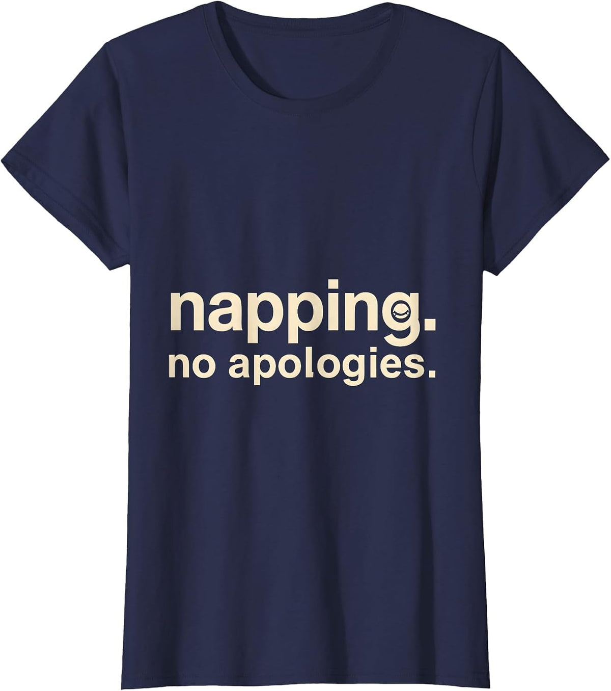 Women's Napping. No Apologies. Cute Capybara Sleepybara Sleep T-Shirt - Navy Blue