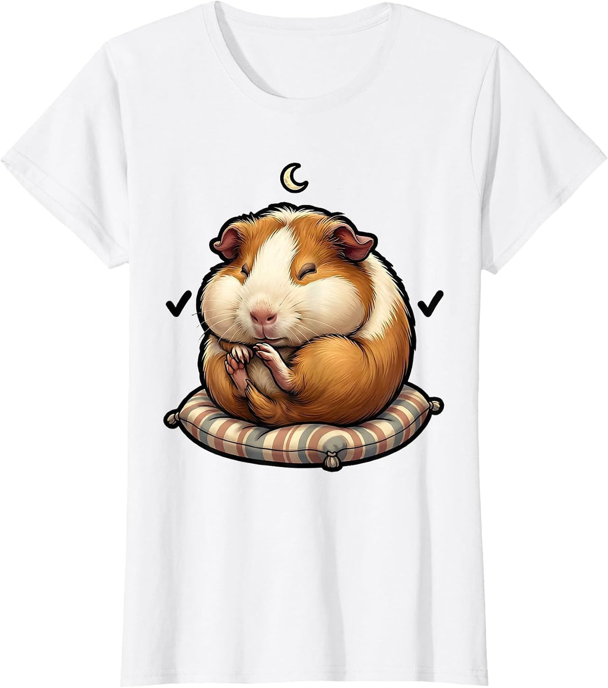 Women's Sleeping Guinea Pig Cute Animal Lover Novelty Sleepshirt T-Shirt - White