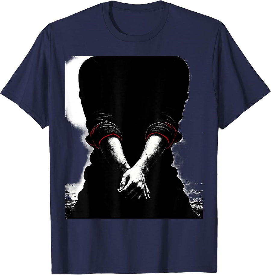 Crossed Forearms Silhouette Labor Day Patriotic Union Pride T-Shirt - Navy Blue
