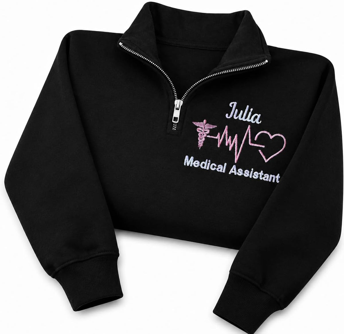 LOVELYPOD Personalized Embroidered Nurse Quater Zip Sweatshirt, Custom Medical Jacket Gift for Nurse, Doctor Graduation - A6