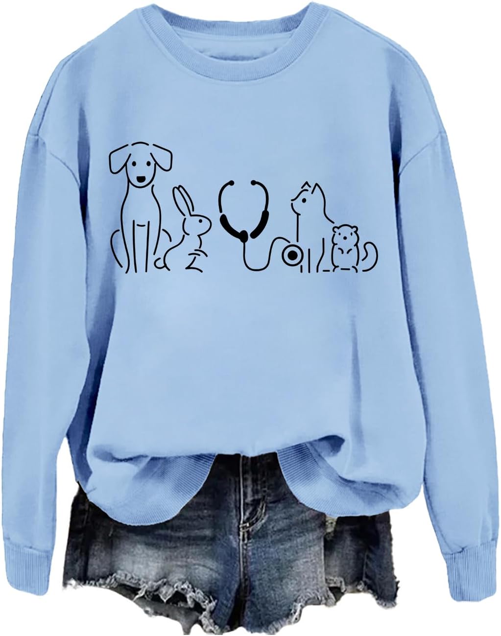 Veterinarian Sweatshirt Vet Tech Vet Med Sweatshirt - Crew Neck Carolina Blue-1