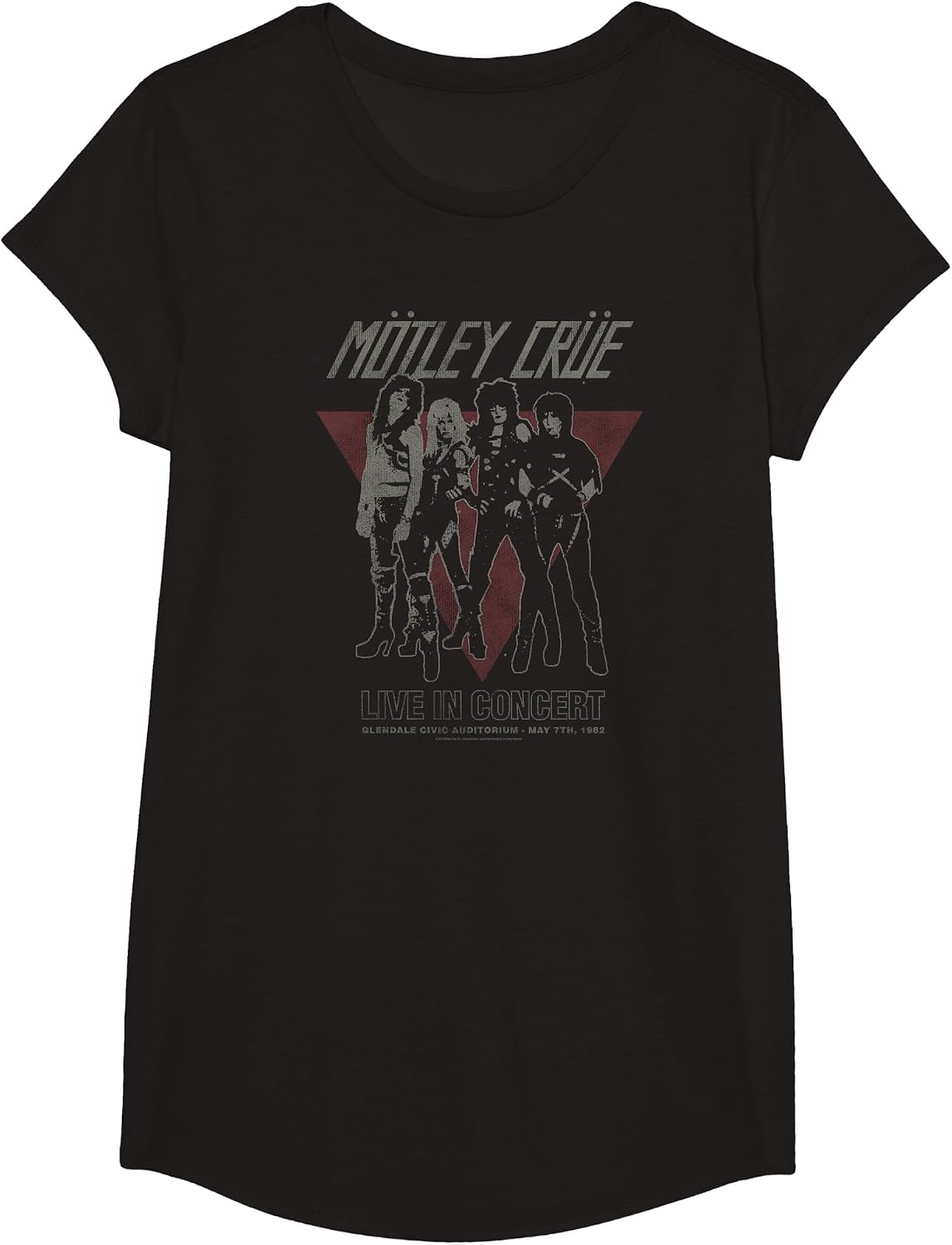 Mötley Crüe Vintage Glendale T-Shirt Tee for Men Women Classic Rock Band Tees - Girls Black