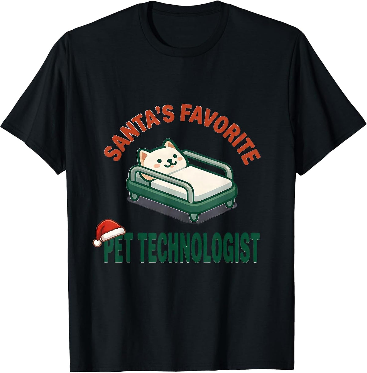 Men's Santa's Favorite PET Technologist Cute Kawaii Radiology Tech T-Shirt - Black