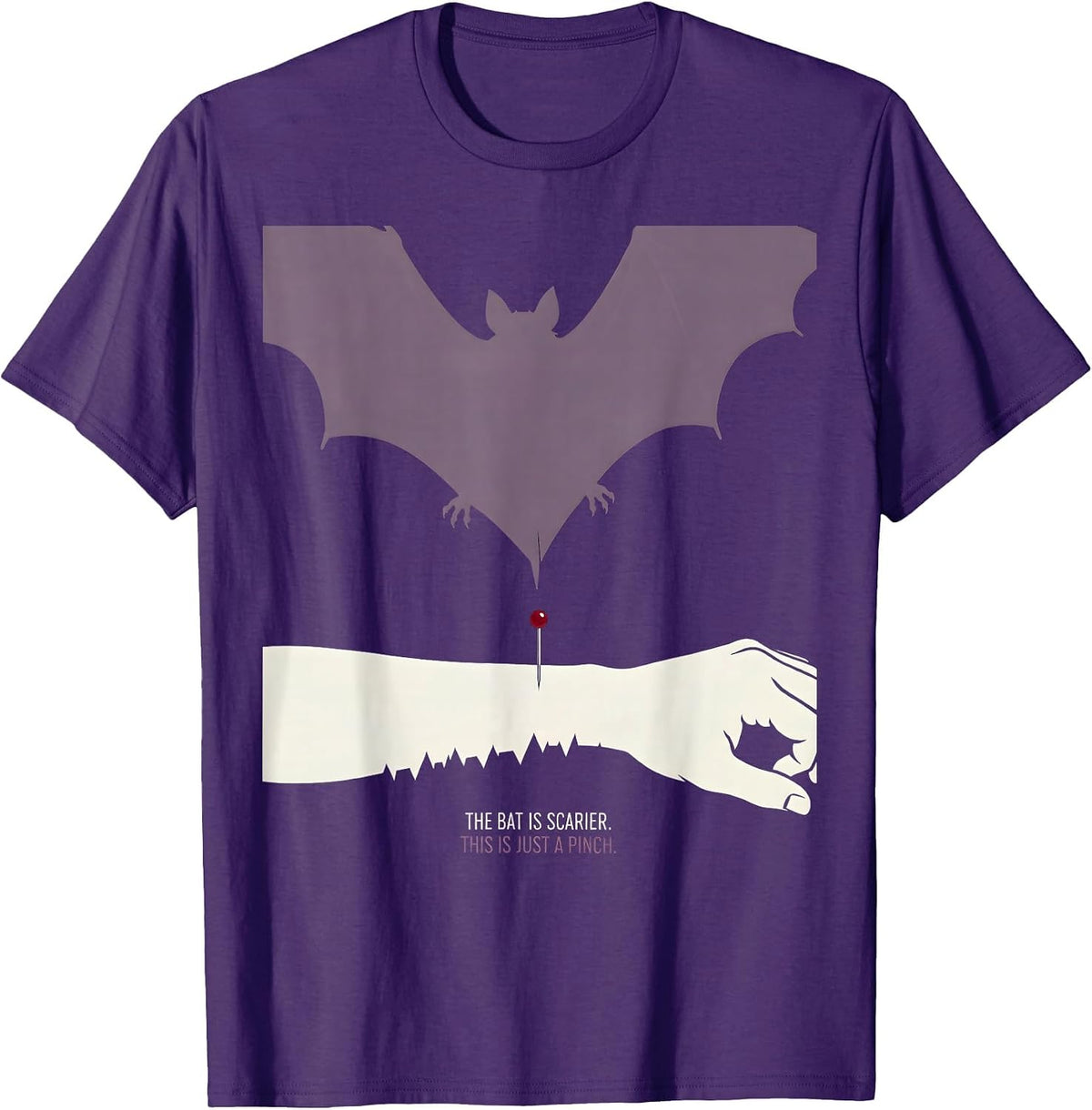 The Bat Is Scarier. This Is Just a Pinch. Halloween Nurse T-Shirt - Purple