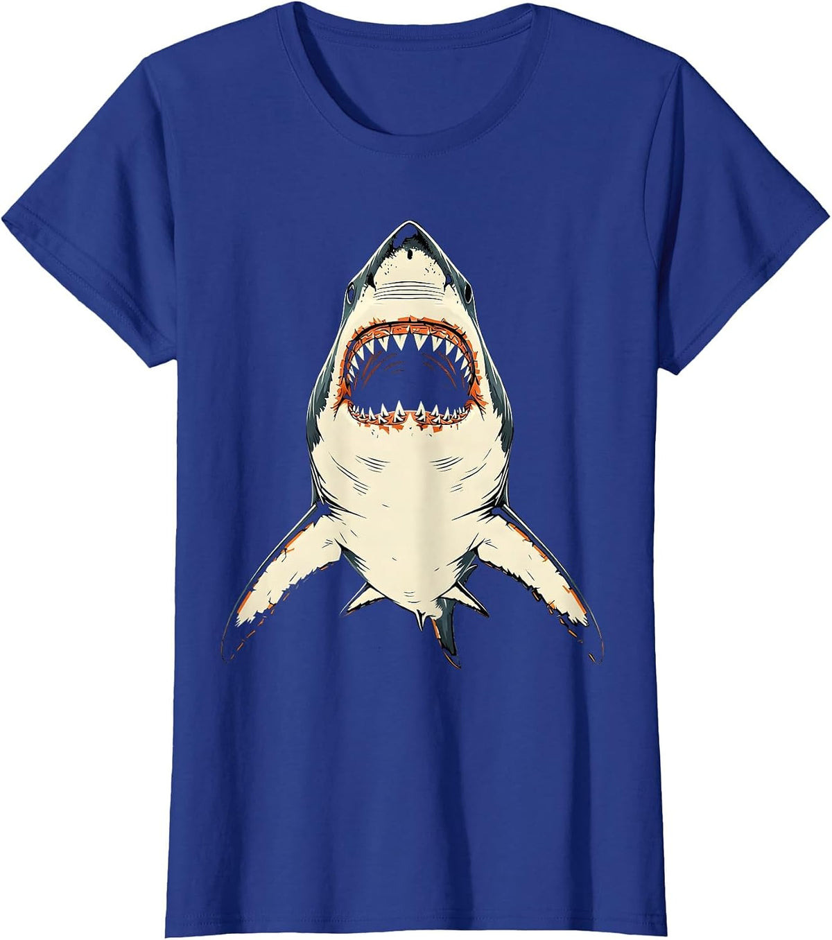 Women's Great White Shark Below Surface Graphic T-Shirt - Royal Blue