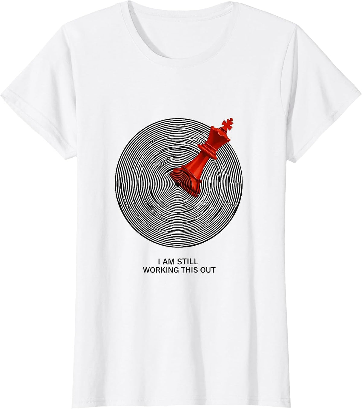 Women's I Am Still Working This Out Op Art Chess Player Humor T-Shirt - White