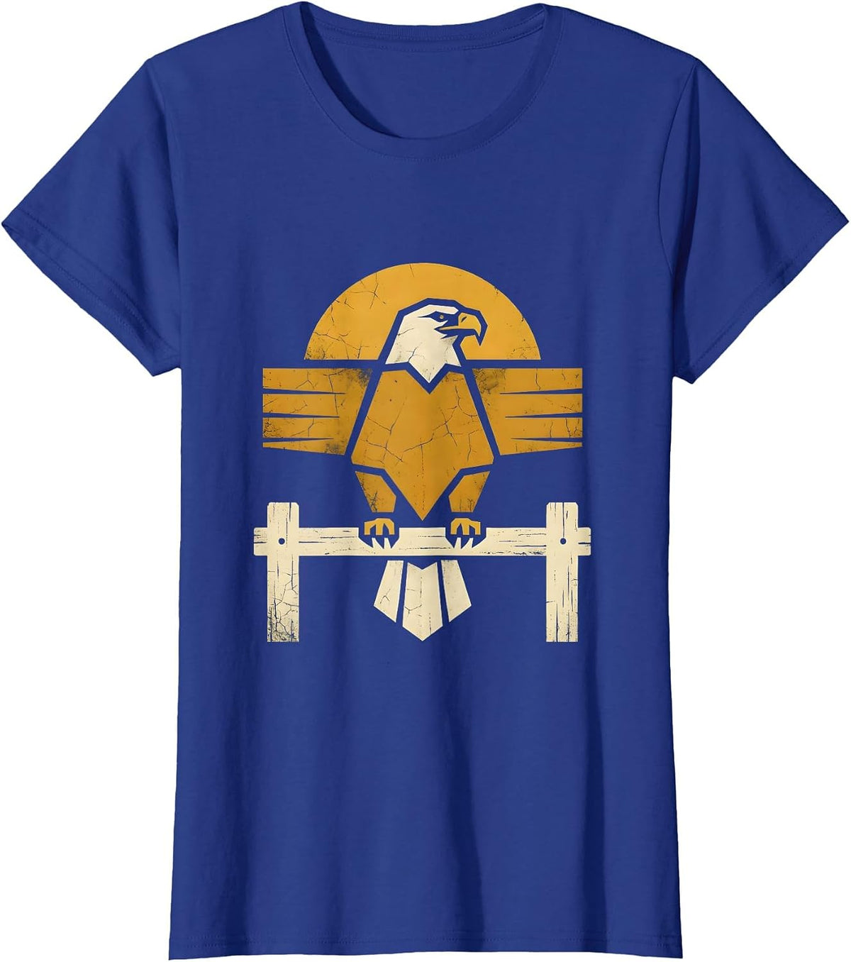 Women's Texas Bald Eagle Perched on Fence Post Graphic T-Shirt - Royal Blue