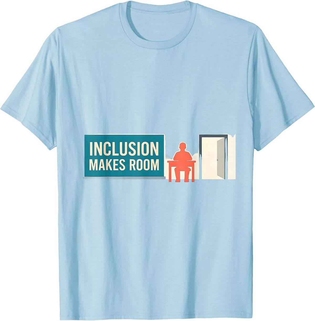 Men's Inclusion Makes Room Special Education Teacher Autism T-Shirt - Baby Blue