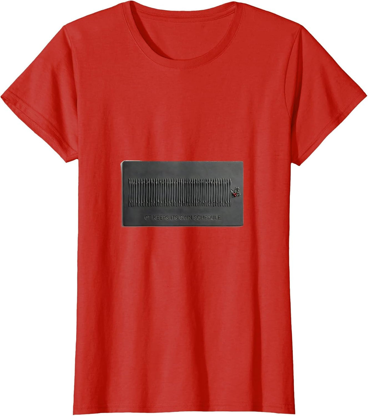 CT Keeps Its Own Schedule Funny Radiology Tech Christmas T-Shirt - Red