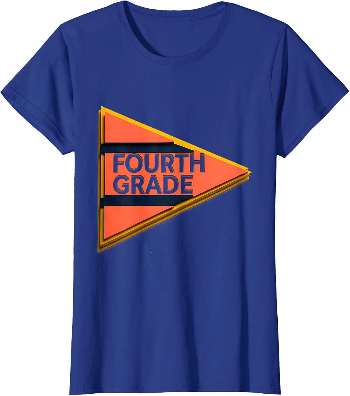Women's Fourth Grade Cheerful Pennant Back To School Girl T-Shirt - Royal Blue