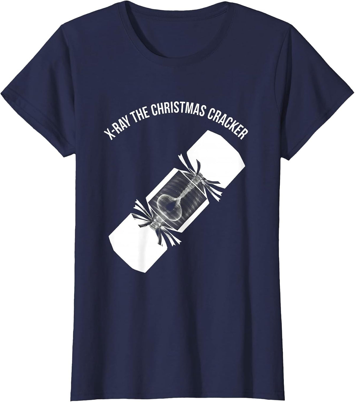 Women's X-Ray The Christmas Cracker Funny Radiology Tech Christmas T-Shirt - Navy Blue