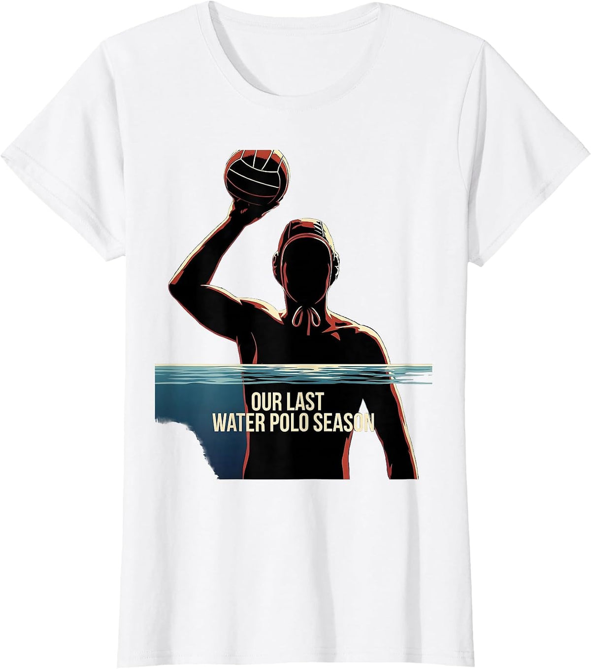 Women's Our Last Water Polo Season Senior Night Silhouette Keepsake T-Shirt - White
