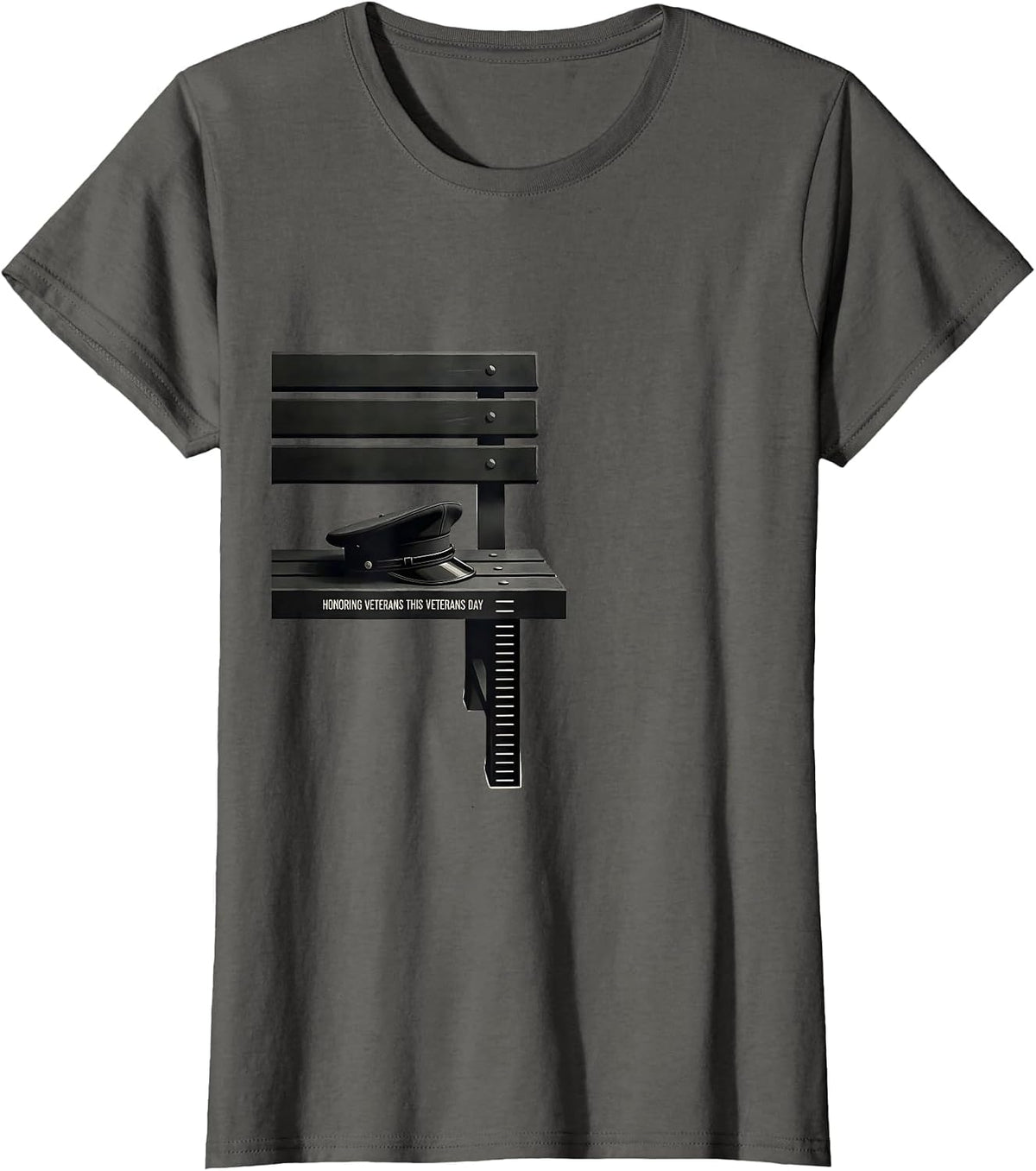 Honoring Veterans This Veterans Day Patriotic Tribute Gift T-Shirt, Women, Asphalt Grey, Medium - As Pictured