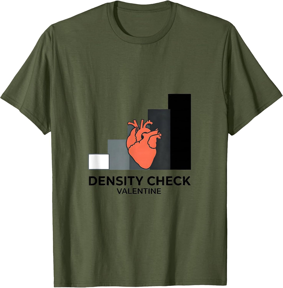 Men's Density Check Valentine Radiology Tech Skeleton Humor T-Shirt - Olive Green