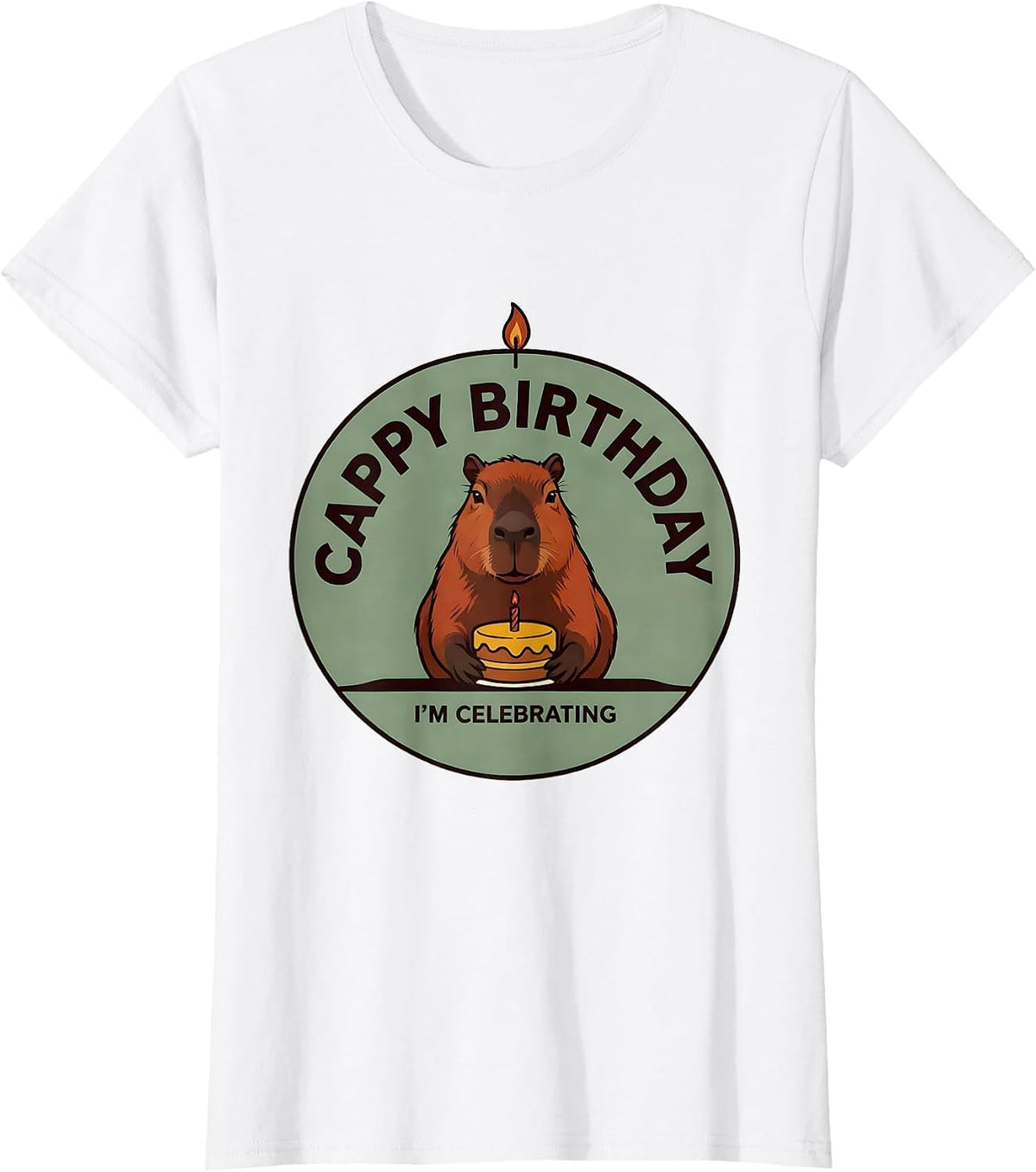 Women's Cappy Birthday, I'm Celebrating Kawaii Capybara Birthday T-Shirt - White