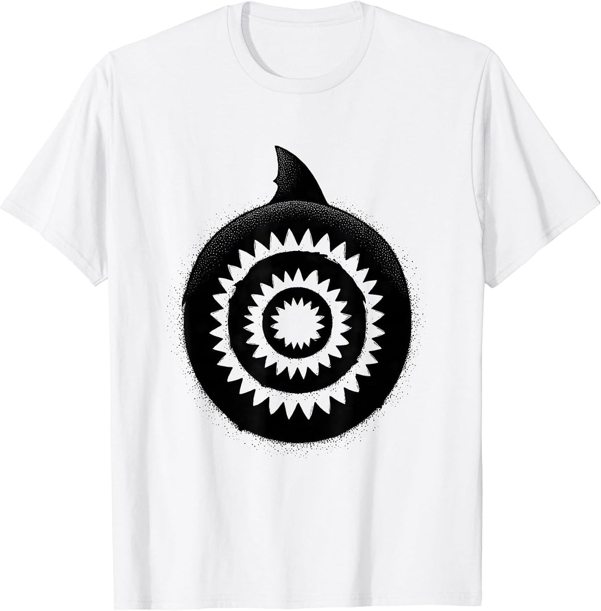 Men's Shark Jaw Protective Emblem Wildlife Humor Novelty T-Shirt - White