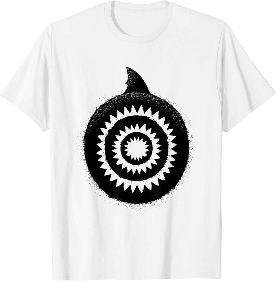 Men's Shark Jaw Protective Emblem Wildlife Humor Novelty T-Shirt - White