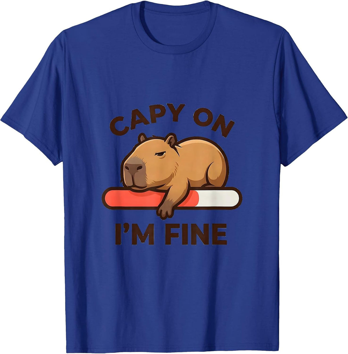 Men's capy on, i'm fine Funny Capybara Gamer Kawaii Humor T-Shirt - Royal Blue
