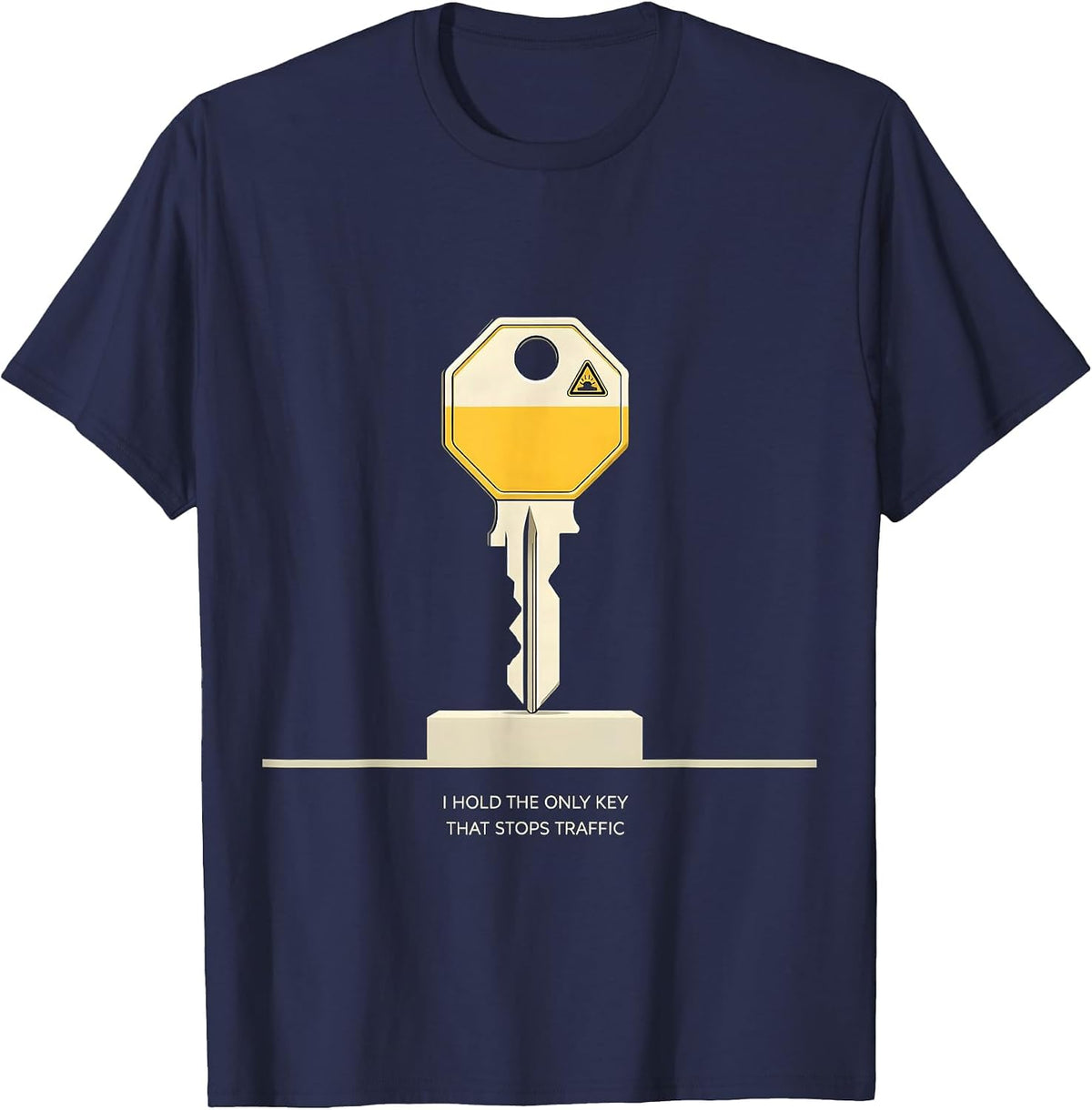 Men's I Hold The Only Key That Stops Traffic Funny School Bus T-Shirt - Navy Blue