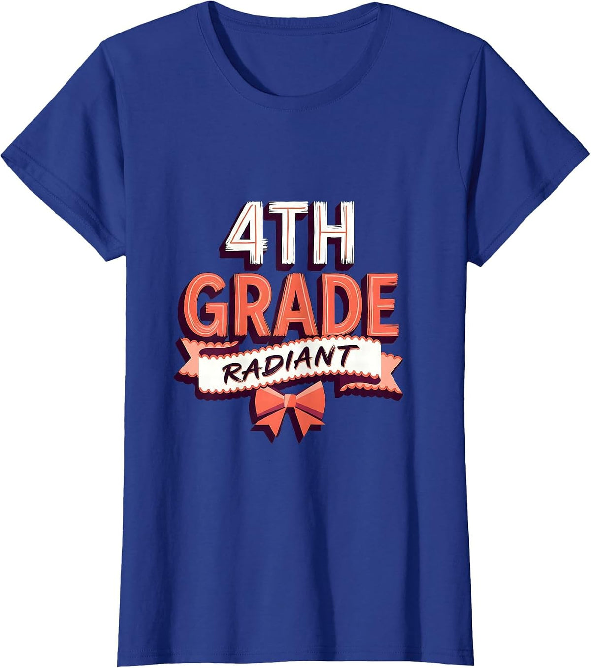 Women's 4th Grade Radiant Coquette Bow Back to School Fourth Grade T-Shirt - Royal Blue