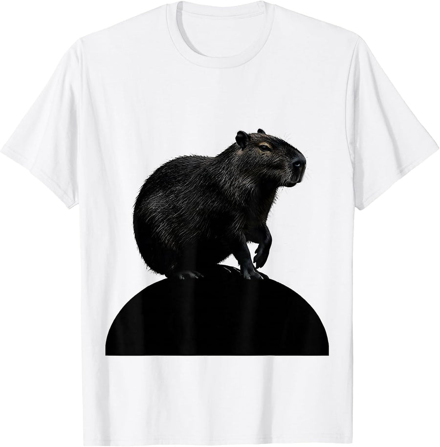 Men's Capybara Silhouette Funny Gamer Meme Humor T-Shirt - White