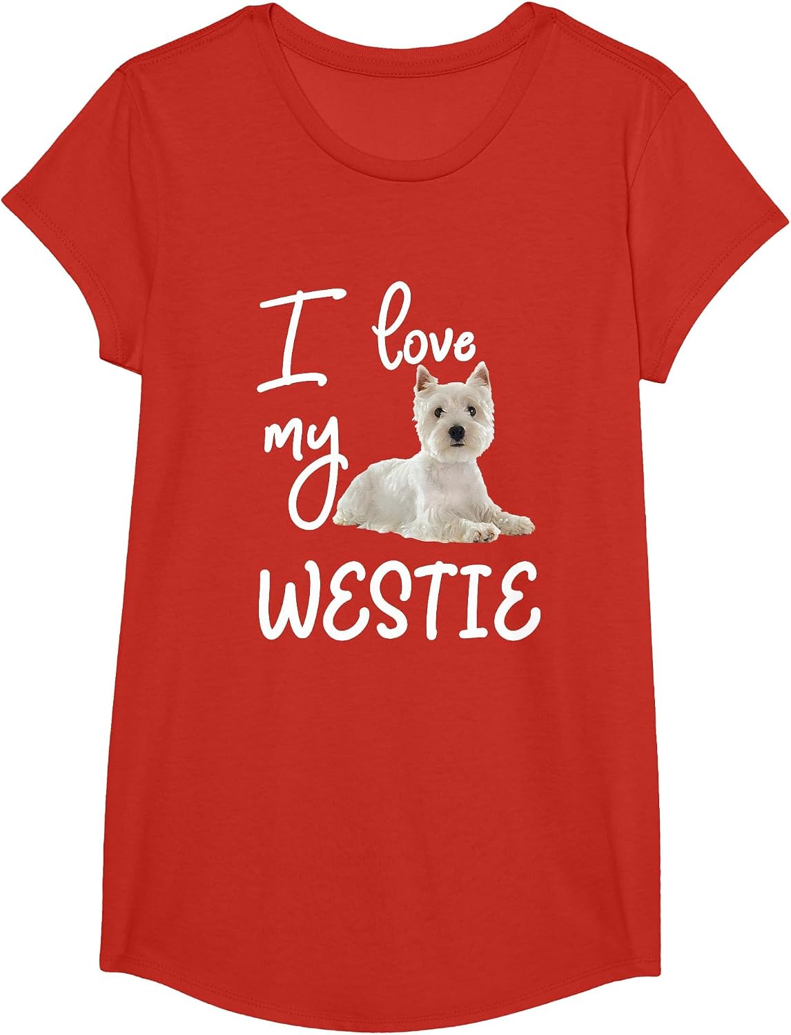 West Highland Terrier, I Love My Westie Dog T-Shirt - Girls Red
