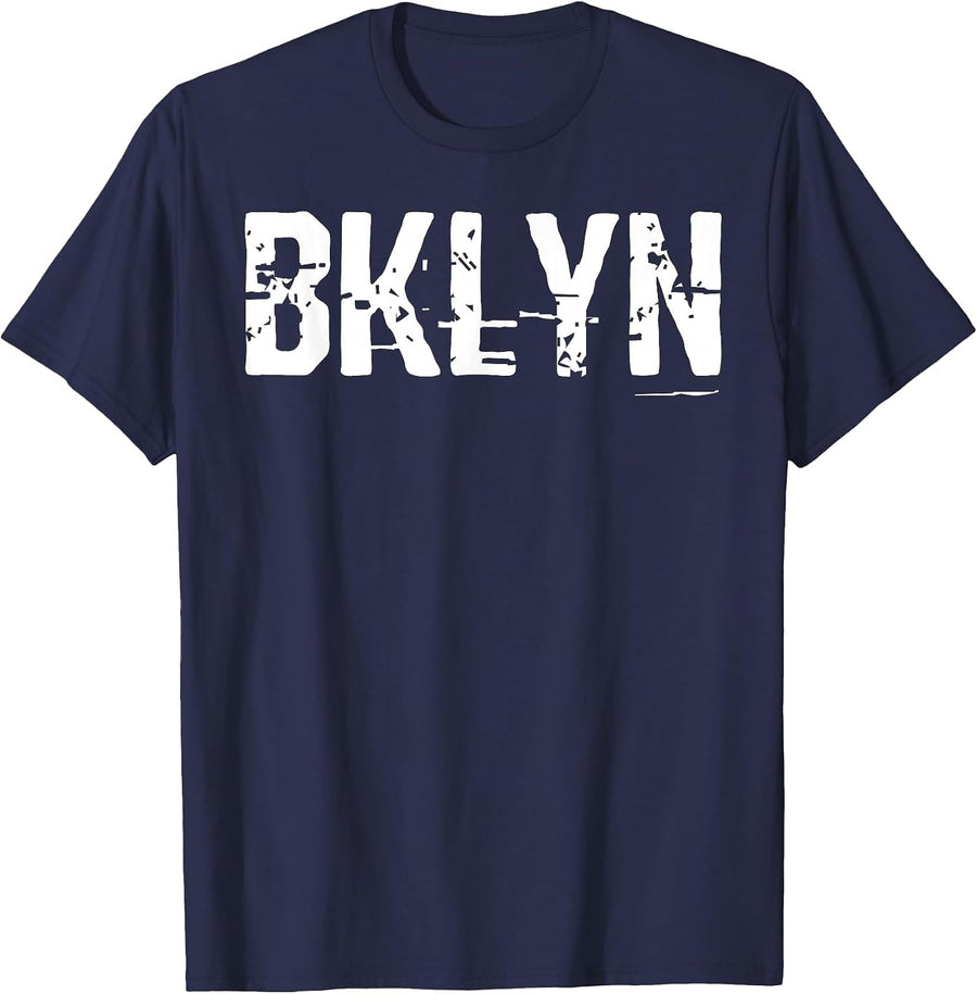 Brooklyn NYC BKLYN Slang Cool Grunge T-Shirt - Navy Blue