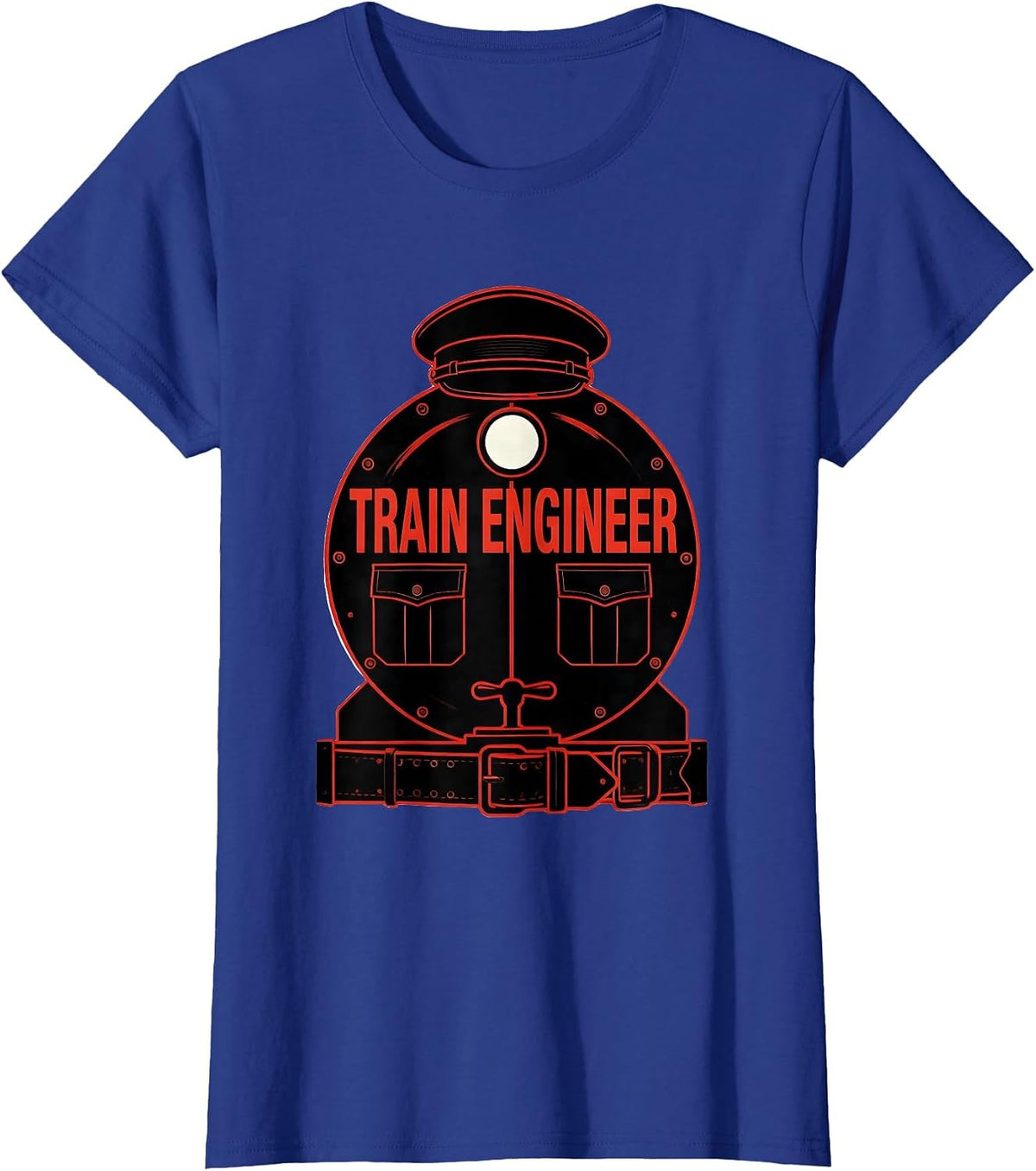 Women's Train Engineer Rail Uniform Costume Halloween T-Shirt - Royal Blue