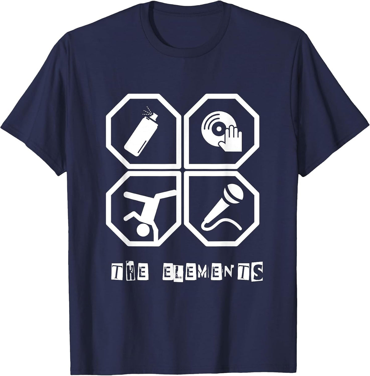 Elements Hip Hop T-Shirt Love Music Tee Shirt T-Shirt - Navy Blue