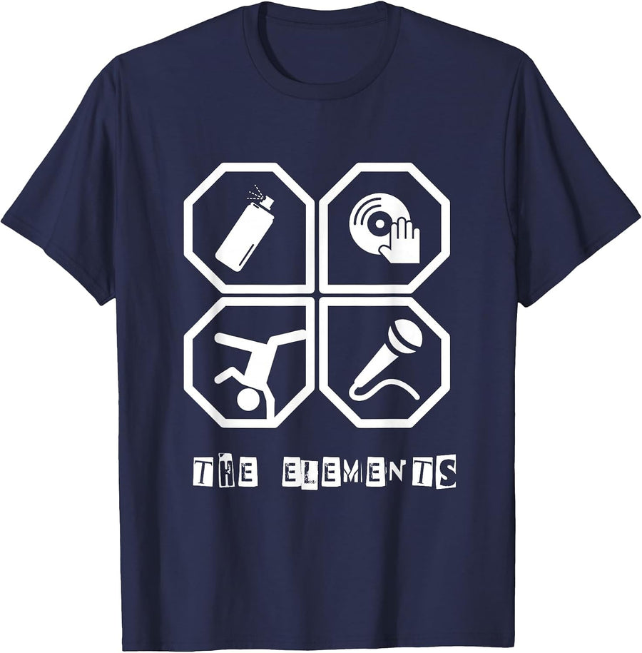 Elements Hip Hop T-Shirt Love Music Tee Shirt T-Shirt - Navy Blue