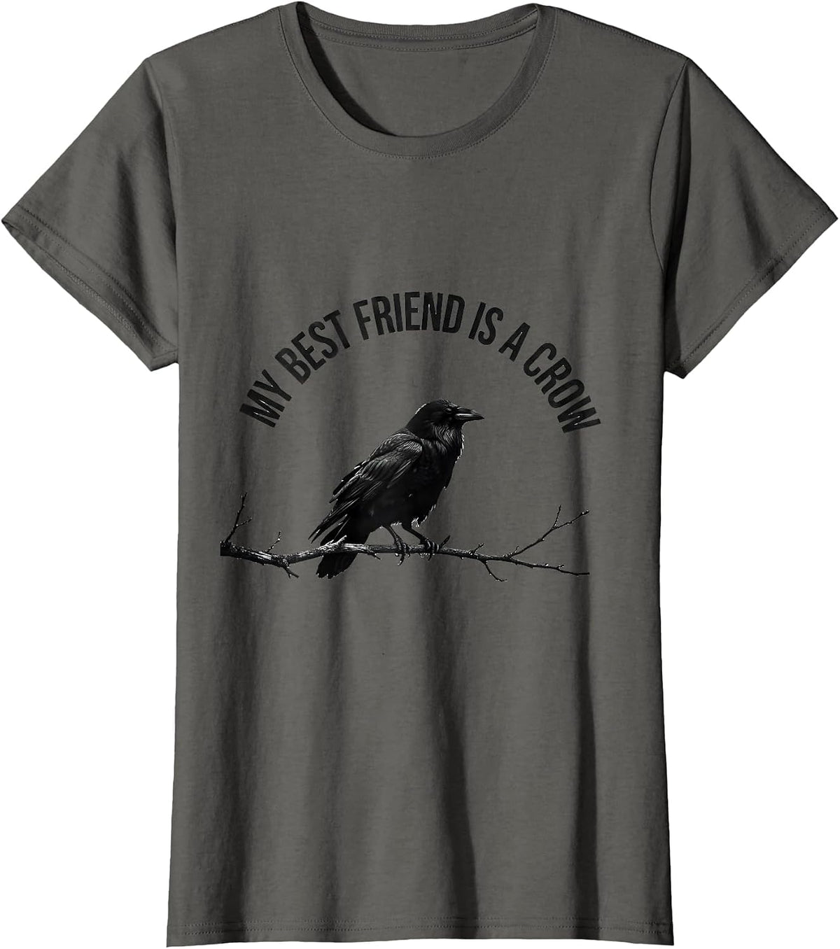Women's My Best Friend Is A Crow Funny Gothic Bird Lover Halloween T-Shirt - Asphalt Grey