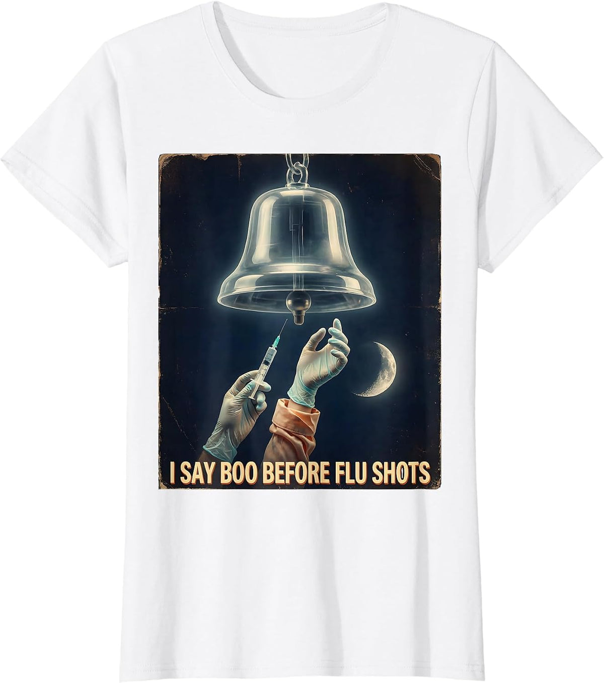 I Say Boo Before Flu Shots Vintage Ghost Halloween Nurse T-Shirt - White