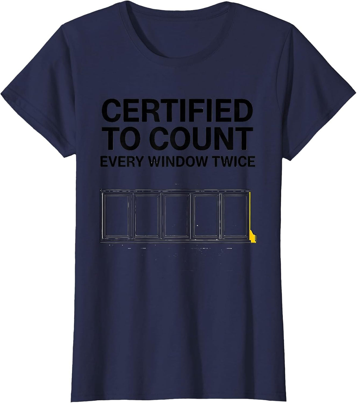 Women's Certified To Count Every Window Twice Funny School Bus T-Shirt - Navy Blue