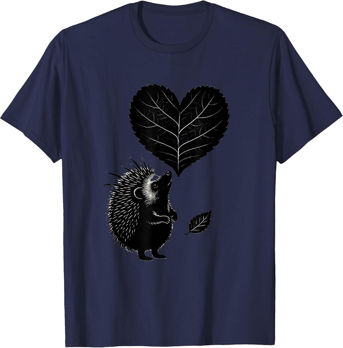 Rounded Hedgehog Cute Cartoon Humor Novelty Christmas T-Shirt - Navy Blue
